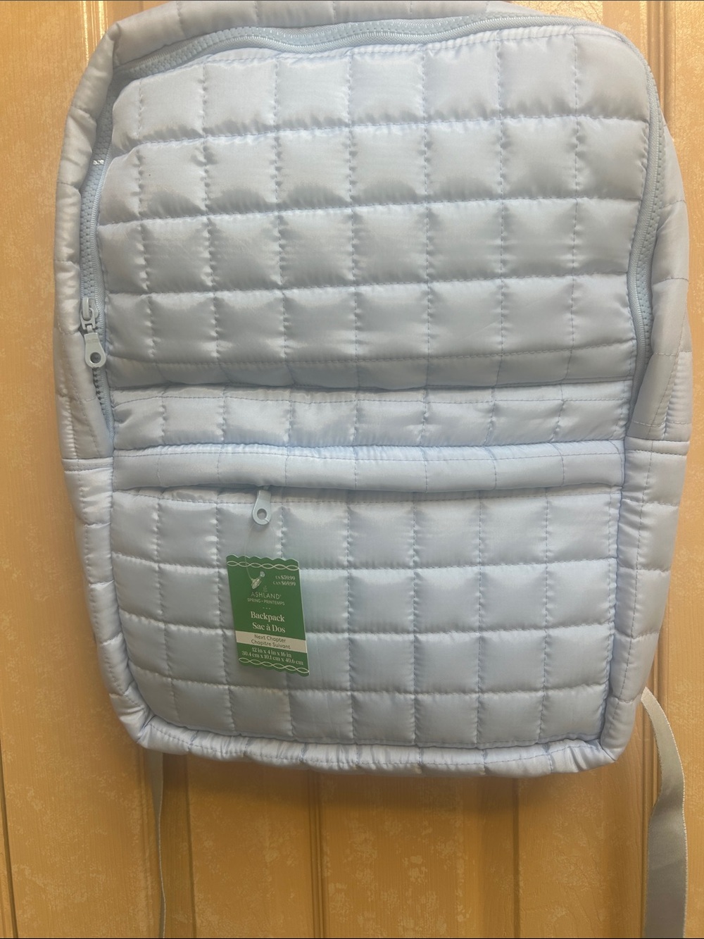 ASHLAND QUILTED LIGHT BLUE BACKPACK GRID PATTERN NWT